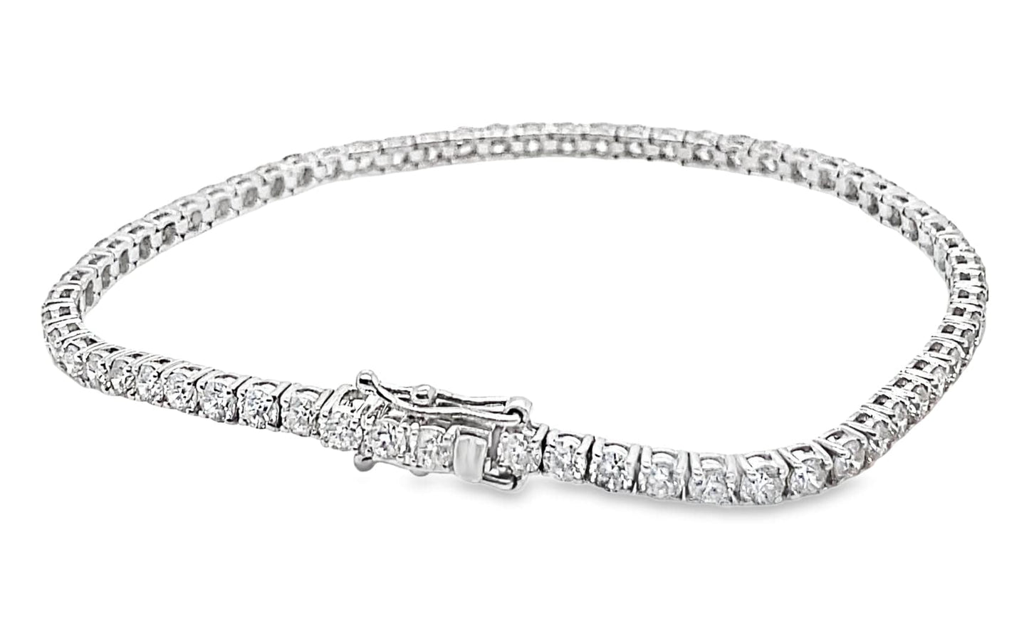 18K WHITE GOLD 4.85CT TW NATURAL ROUND BRILLIANT DIAMOND G-H/SI PRONG SET TENNIS BRACELET 7"