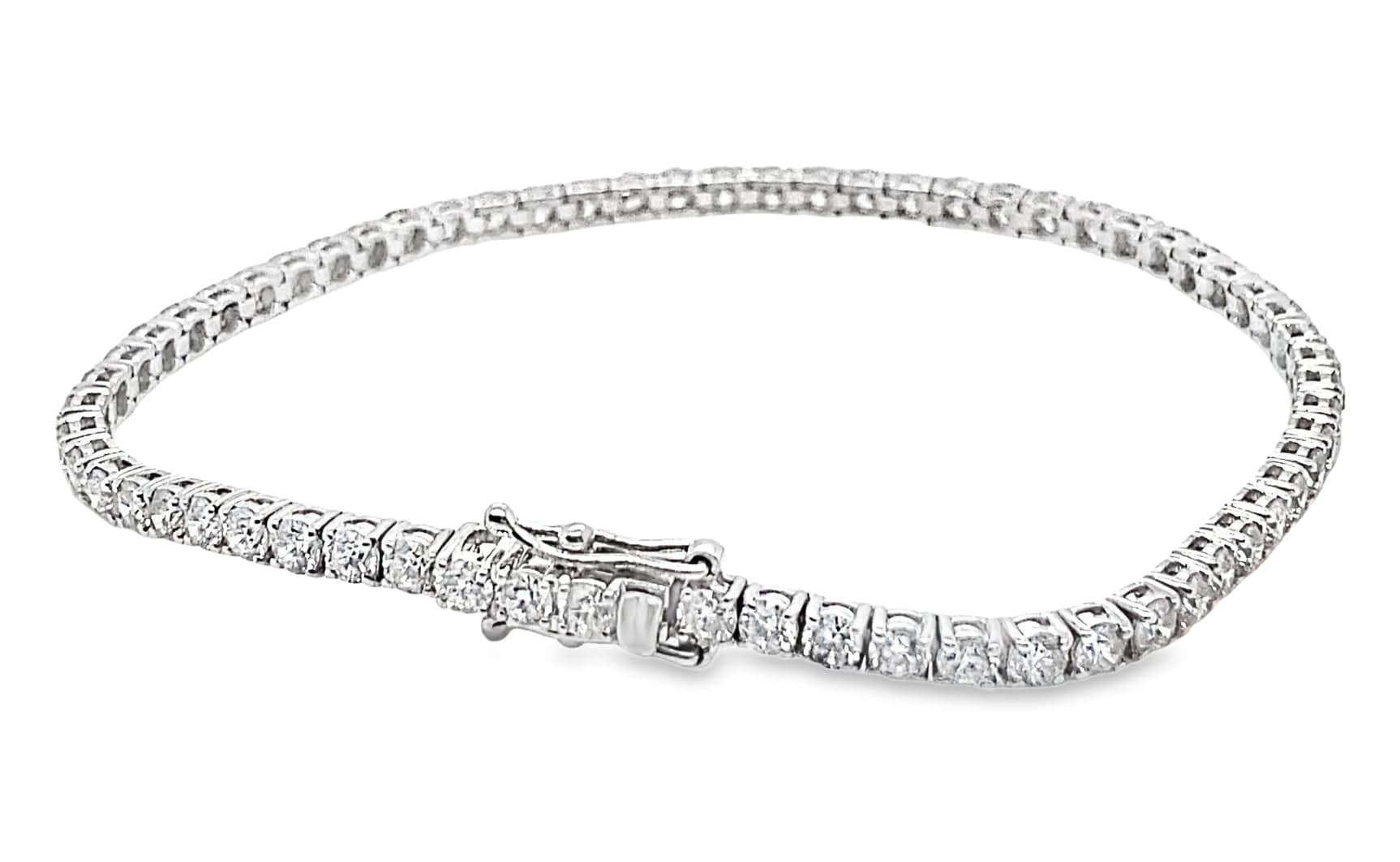 18K WHITE GOLD 4.85CT TW NATURAL ROUND BRILLIANT DIAMOND G-H/SI PRONG SET TENNIS BRACELET 7"