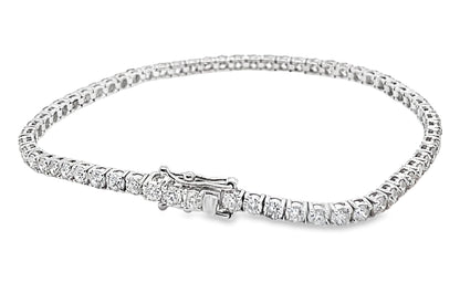 18K WHITE GOLD 4.85CT TW NATURAL ROUND BRILLIANT DIAMOND G-H/SI PRONG SET TENNIS BRACELET 7"