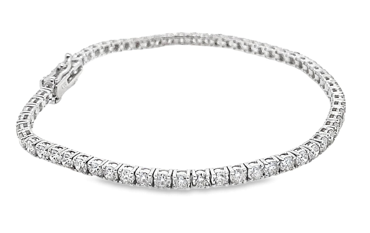 18K WHITE GOLD 4.85CT TW NATURAL ROUND BRILLIANT DIAMOND G-H/SI PRONG SET TENNIS BRACELET 7"