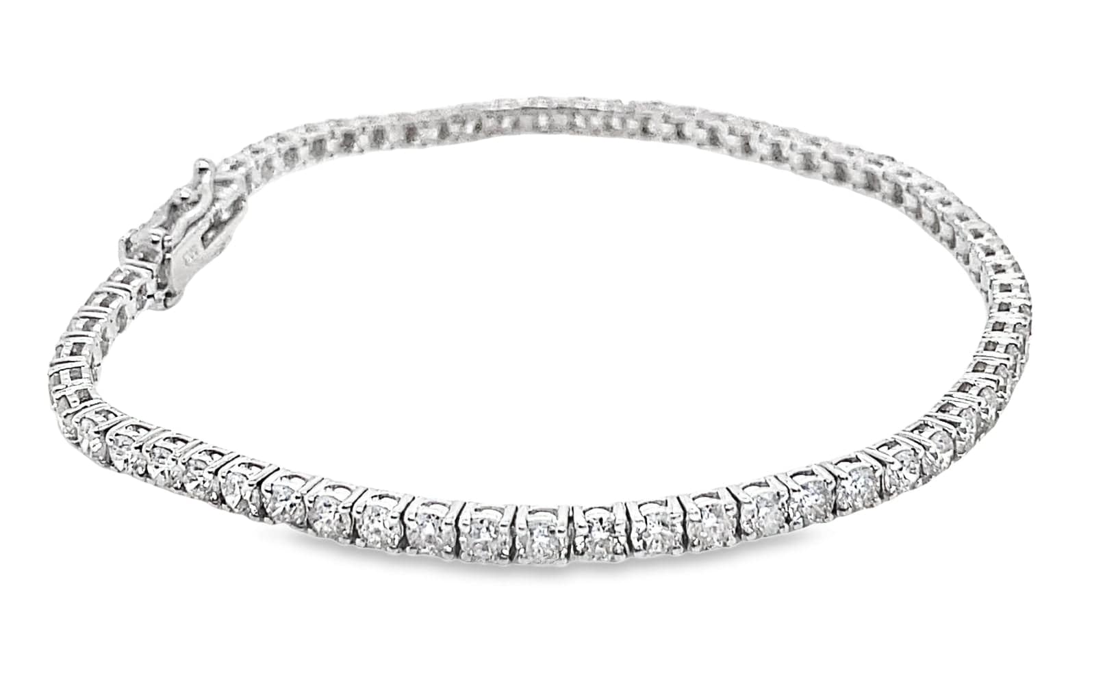 18K WHITE GOLD 4.85CT TW NATURAL ROUND BRILLIANT DIAMOND G-H/SI PRONG SET TENNIS BRACELET 7"