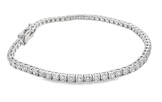 18K WHITE GOLD 4.85CT TW NATURAL ROUND BRILLIANT DIAMOND G-H/SI PRONG SET TENNIS BRACELET 7"