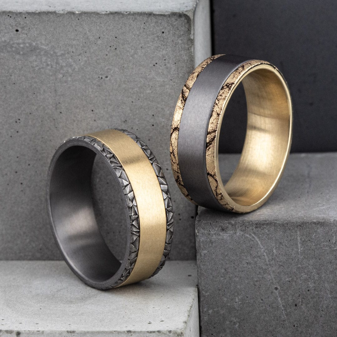 two gold mens wedding bands