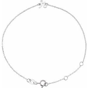 PLATINUM INITIAL R 6 1/2-7 1/2" BRACELET