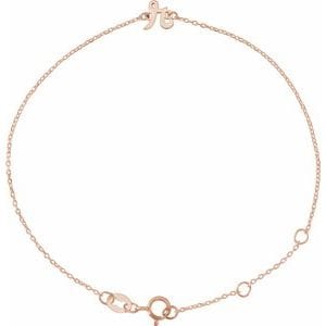 14K ROSE INITIAL R 6 1/2-7 1/2" BRACELET