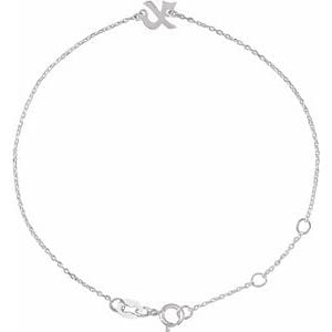 PLATINUM INITIAL X 6 1/2-7 1/2" BRACELET