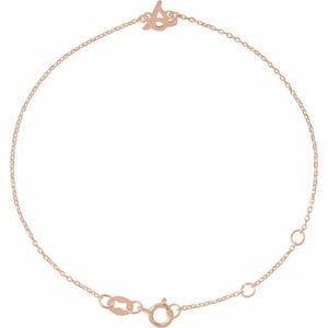 14K ROSE INITIAL S 6 1/2-7 1/2" BRACELET