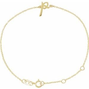 14K YELLOW INITIAL P 6 1/2-7 1/2" BRACELET
