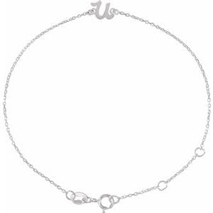 PLATINUM INITIAL U 6 1/2-7 1/2" BRACELET