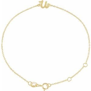 14K YELLOW INITIAL U 6 1/2-7 1/2" BRACELET