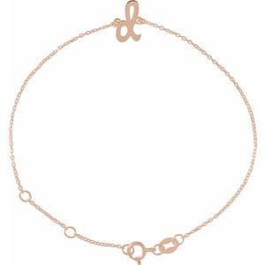 14K ROSE INITIAL D 6 1/2-7 1/2" BRACELET