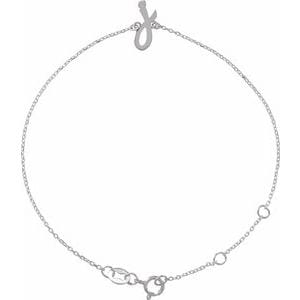 PLATINUM INITIAL J 6 1/2-7 1/2" BRACELET