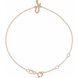 14K ROSE INITIAL J 6 1/2-7 1/2" BRACELET