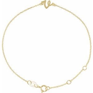 14K YELLOW INITIAL V 6 1/2-7 1/2" BRACELET