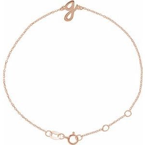14K ROSE INITIAL G 6 1/2-7 1/2" BRACELET