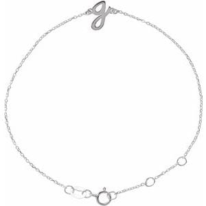 PLATINUM INITIAL G 6 1/2-7 1/2" BRACELET