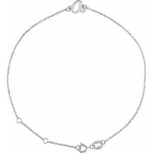 PLATINUM INITIAL A 6 1/2-7 1/2" BRACELET