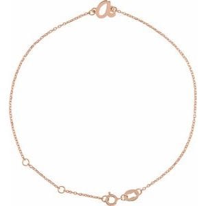 14K ROSE INITIAL A 6 1/2-7 1/2" BRACELET