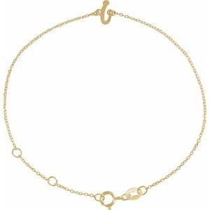14K YELLOW INITIAL I 6 1/2-7 1/2" BRACELET