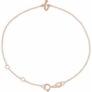 14K ROSE INITIAL I 6 1/2-7 1/2" BRACELET