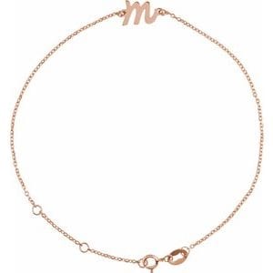 14K ROSE INITIAL M 6 1/2-7 1/2" BRACELET