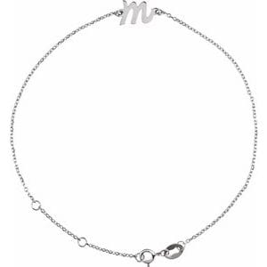 PLATINUM INITIAL M 6 1/2-7 1/2" BRACELET