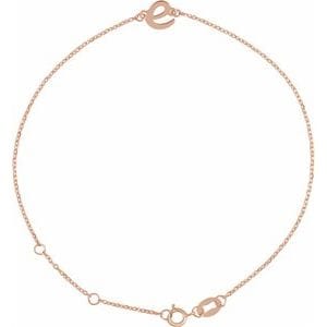 14K ROSE INITIAL E 6 1/2-7 1/2" BRACELET