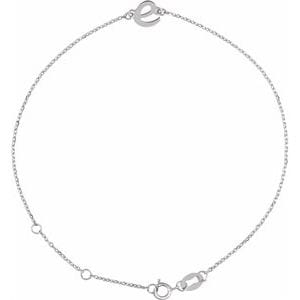 PLATINUM INITIAL E 6 1/2-7 1/2" BRACELET