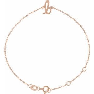 14K ROSE INITIAL B 6 1/2-7 1/2" BRACELET