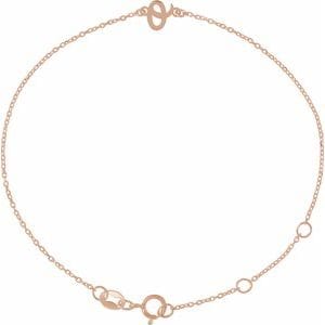 14K ROSE INITIAL O 6 1/2-7 1/2" BRACELET