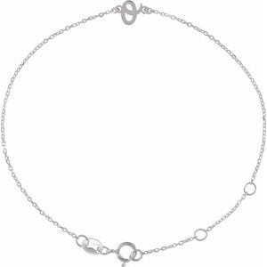 PLATINUM INITIAL O 6 1/2-7 1/2" BRACELET
