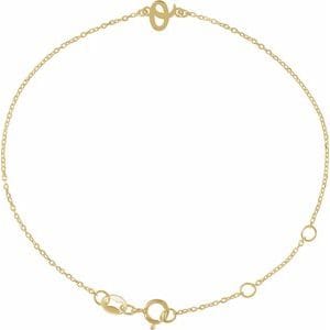14K YELLOW INITIAL O 6 1/2-7 1/2" BRACELET