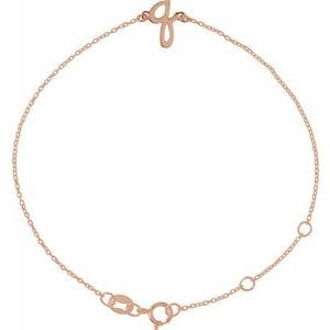 14K ROSE INITIAL Q 6 1/2-7 1/2" BRACELET