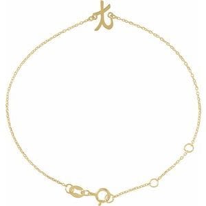 14K YELLOW INITIAL T 6 1/2-7 1/2" BRACELET