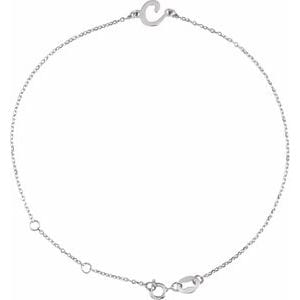 PLATINUM INITIAL C 6 1/2-7 1/2" BRACELET