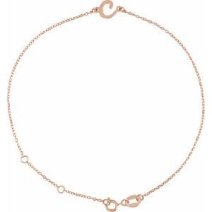 14K ROSE INITIAL C 6 1/2-7 1/2" BRACELET