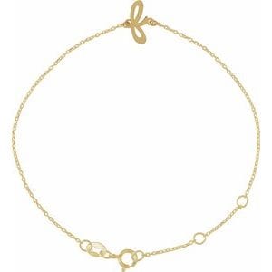 14K YELLOW INITIAL F 6 1/2-7 1/2" BRACELET