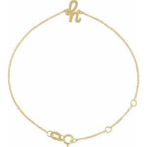 14K YELLOW INITIAL H 6 1/2-7 1/2" BRACELET