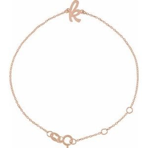 14K ROSE INITIAL K 6 1/2-7 1/2" BRACELET