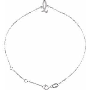 PLATINUM INITIAL L 6 1/2-7 1/2" BRACELET