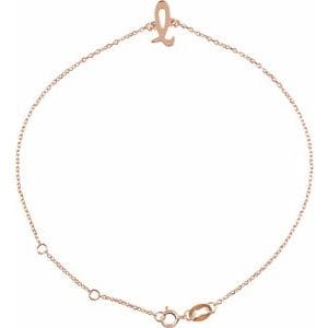 14K ROSE INITIAL L 6 1/2-7 1/2" BRACELET
