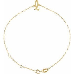 14K YELLOW INITIAL L 6 1/2-7 1/2" BRACELET
