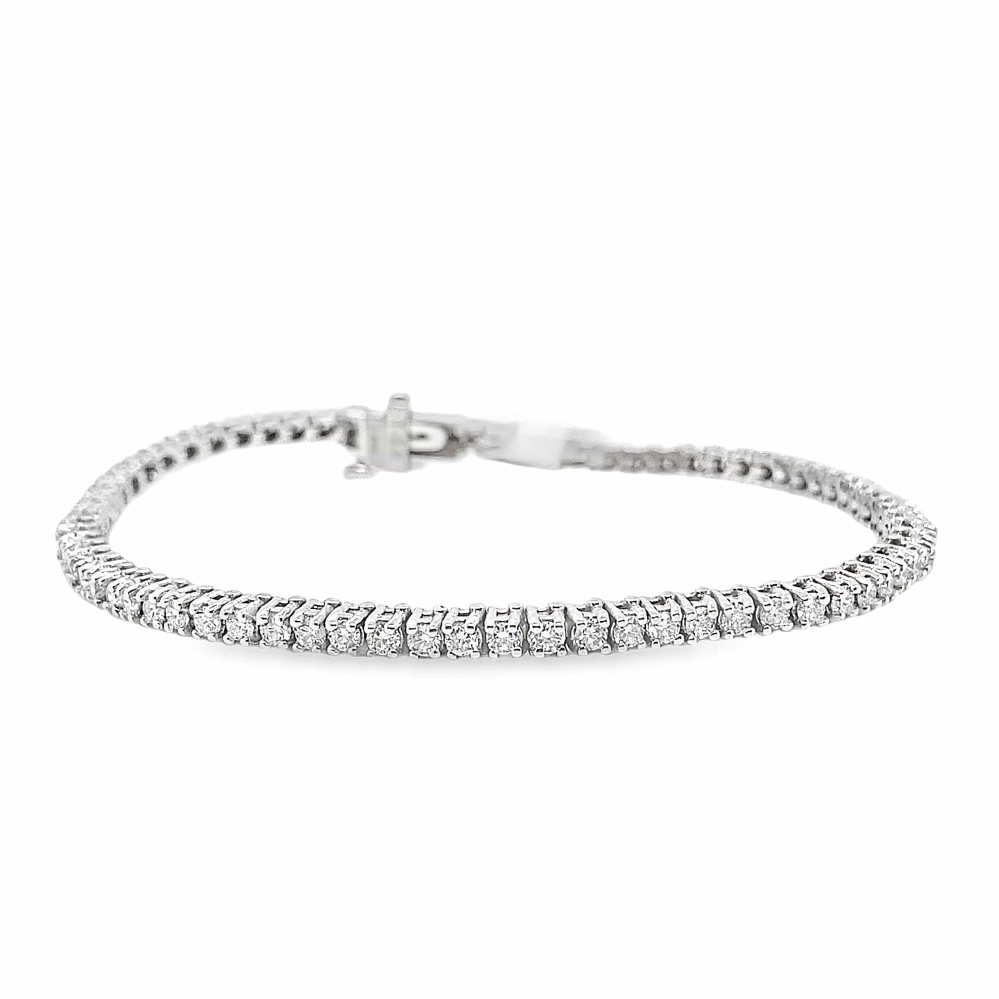 14K WHITE GOLD 2.44CT TW NATURAL ROUND BRILLIANT DIAMOND E-F /VS-VVS PRONG SET TENNIS BRACELET 7"