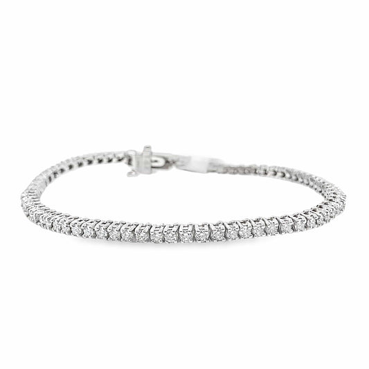 14K WHITE GOLD 2.44CT TW NATURAL ROUND BRILLIANT DIAMOND E-F /VS-VVS PRONG SET TENNIS BRACELET 7"