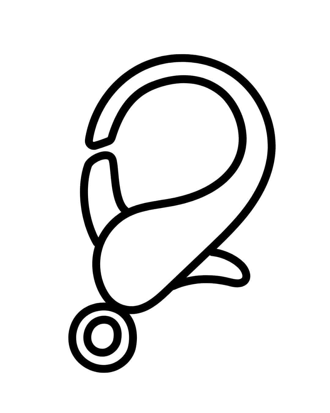 Black line drawing of a necklace clasp on a white background