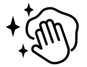 Black silhouette of a hand with stars around it on a white background