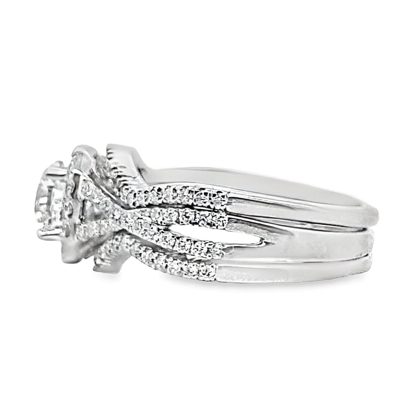 18K WHITE GOLD 0.65CT ROUND BRILLIANT H/SI2 NATURAL DIAMOND CENTER .66CT TW NATURAL DIAMOND ACCENT HALO STYLE RING