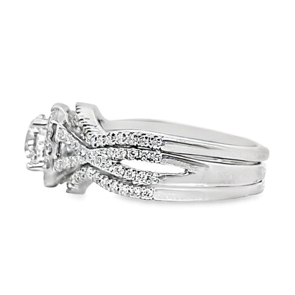 18K WHITE GOLD 0.65CT ROUND BRILLIANT H/SI2 NATURAL DIAMOND CENTER .66CT TW NATURAL DIAMOND ACCENT HALO STYLE RING