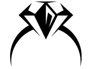 Black and white diamond icon on a white background