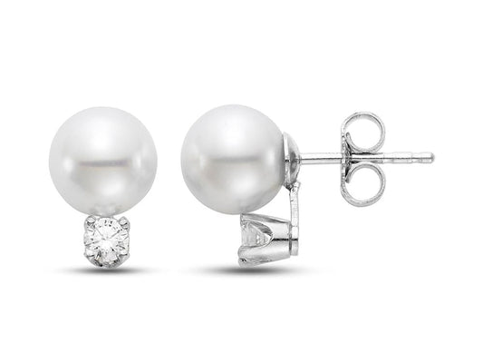 7.5-8MM EARRING "A" FRESHWATER PEARL 0.25CT 14K WHITE GOLD